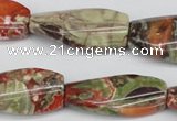 CTW119 15.5 inches 15*30mm twisted rectangle rainforest agate beads