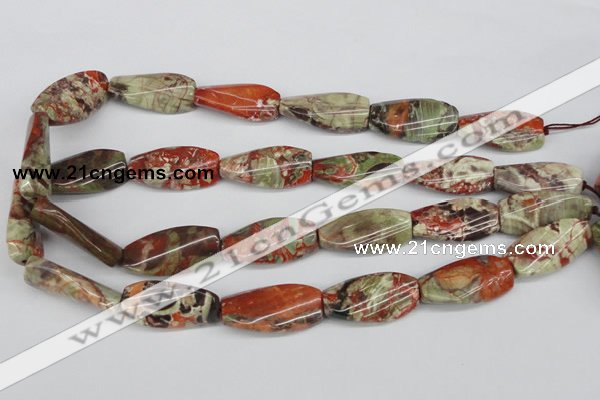 CTW119 15.5 inches 15*30mm twisted rectangle rainforest agate beads