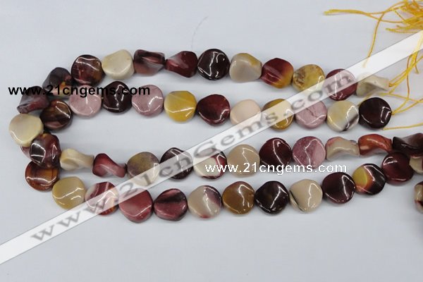 CTW12 15.5 inches 16mm twisted coin mookaite gemstone beads