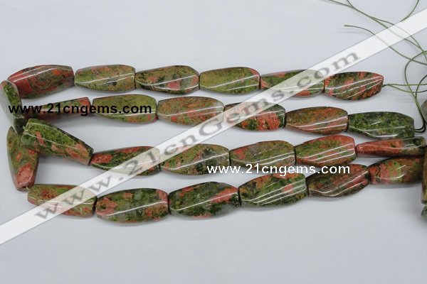 CTW120 15.5 inches 15*30mm twisted rectangle unakite gemstone beads