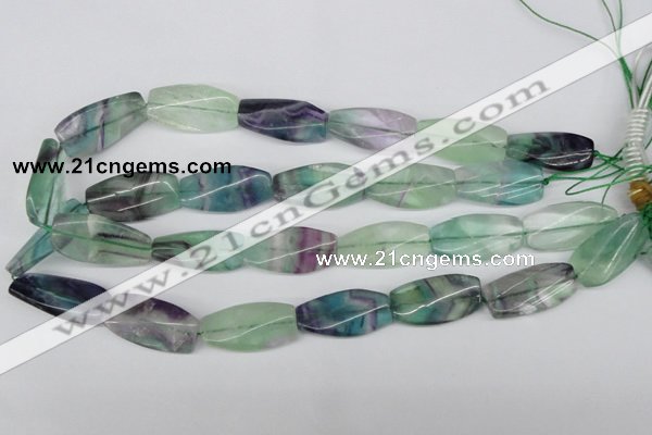 CTW121 15.5 inches 15*30mm twisted rectangle fluorite gemstone beads