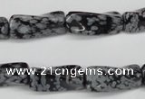 CTW122 15.5 inches 10*20mm twisted trihedron snowflake obsidian beads