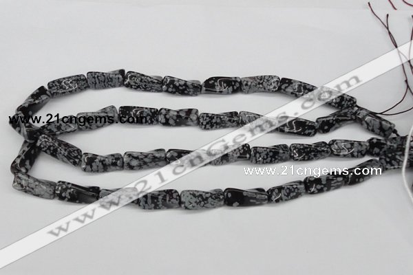 CTW122 15.5 inches 10*20mm twisted trihedron snowflake obsidian beads