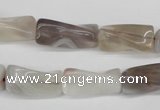 CTW123 15.5 inches 9*20mm twisted trihedron botswana agate beads