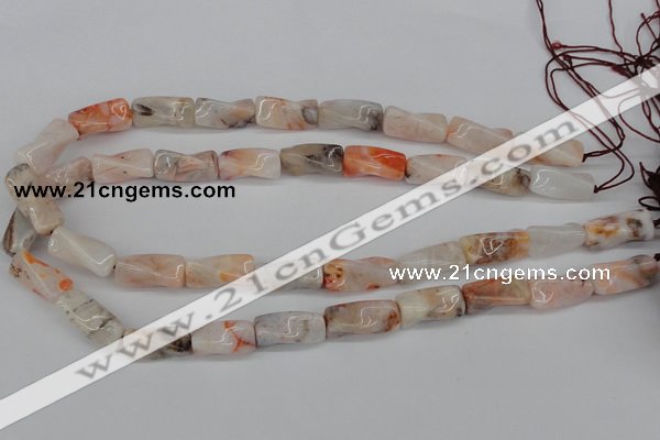 CTW124 15.5 inches 9*20mm twisted trihedron agate gemstone beads