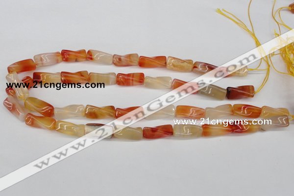 CTW130 15.5 inches 10*20mm twisted trihedron agate gemstone beads