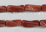 CTW132 15.5 inches 10*20mm twisted trihedron goldstone beads