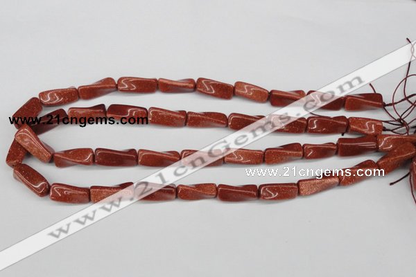 CTW132 15.5 inches 10*20mm twisted trihedron goldstone beads