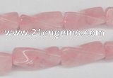 CTW133 15.5 inches 9*20mm twisted trihedron rose quartz beads