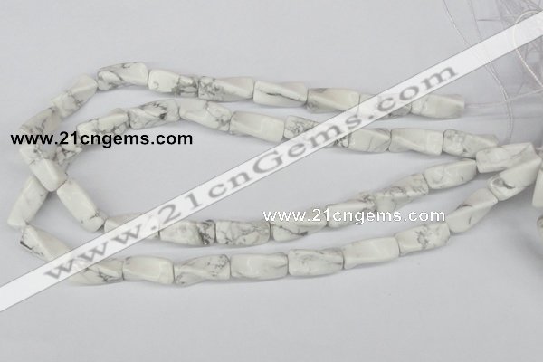 CTW134 15.5 inches 9*20mm twisted trihedron white howlite beads