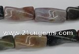 CTW136 15.5 inches 9*20mm twisted trihedron Indian agate beads