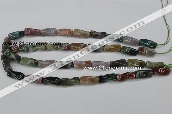 CTW136 15.5 inches 9*20mm twisted trihedron Indian agate beads