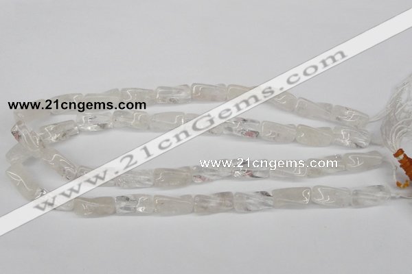 CTW137 15.5 inches 9*20mm twisted trihedron white crystal beads