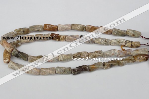 CTW139 15.5 inches 9*20mm twisted trihedron jasper gemstone beads