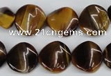 CTW14 15.5 inches 16mm twisted coin yellow tiger eye beads wholesale
