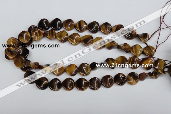 CTW14 15.5 inches 16mm twisted coin yellow tiger eye beads wholesale