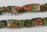 CTW142 15.5 inches 9*20mm twisted trihedron unakite gemstone beads