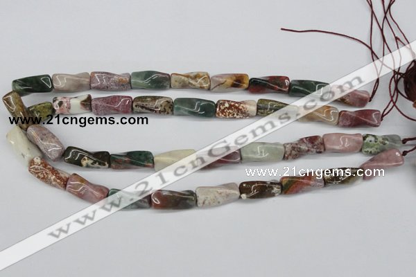 CTW144 15.5 inches 9*20mm twisted trihedron ocean agate beads