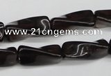 CTW145 15.5 inches 9*20mm twisted trihedron smoky quartz beads