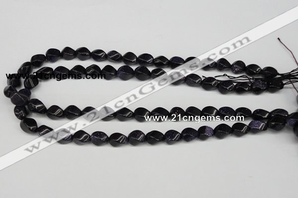 CTW146 15.5 inches 8*11mm twisted rice blue goldstone beads