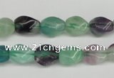 CTW147 15.5 inches 8*11mm twisted rice fluorite gemstone beads