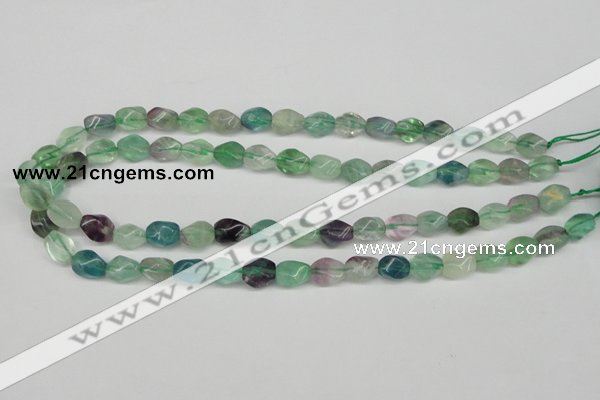 CTW147 15.5 inches 8*11mm twisted rice fluorite gemstone beads