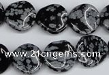 CTW15 15.5 inches 16mm twisted coin snowflake obsidian beads