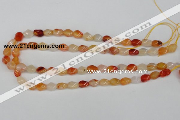 CTW150 15.5 inches 8*11mm twisted rice agate gemstone beads