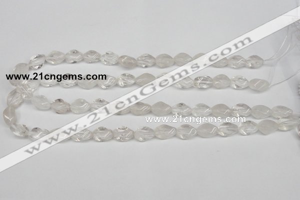 CTW153 15.5 inches 8*15mm twisted rice white crystal beads