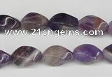 CTW154 15.5 inches 8*15mm twisted rice amethyst gemstone beads