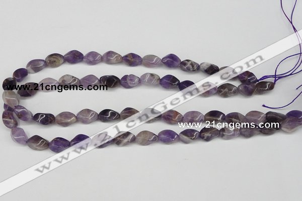 CTW154 15.5 inches 8*15mm twisted rice amethyst gemstone beads