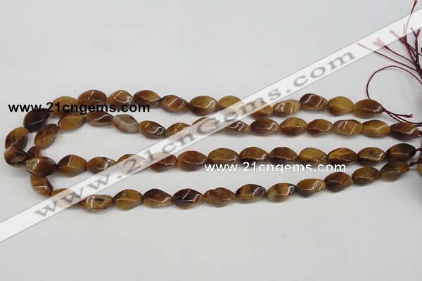 CTW156 15.5 inches 8*15mm twisted rice yellow tiger eye beads