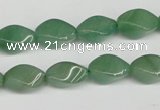 CTW157 15.5 inches 8*15mm twisted rice green aventurine beads