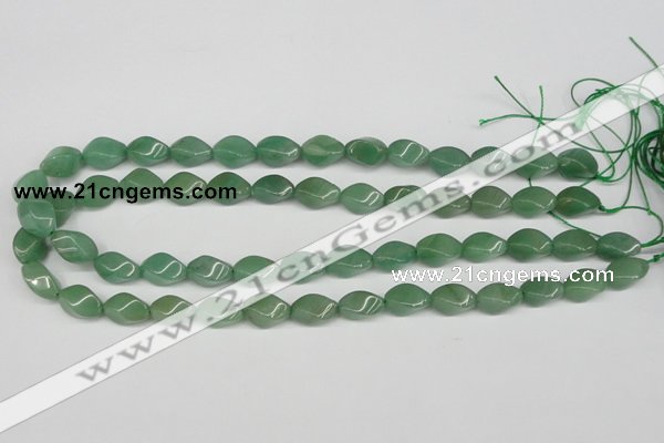CTW157 15.5 inches 8*15mm twisted rice green aventurine beads