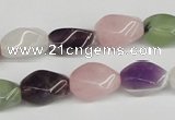 CTW158 15.5 inches 8*15mm twisted rice mixed gemstone beads