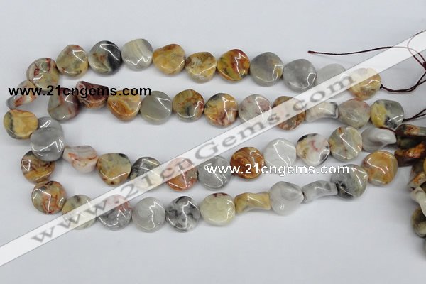 CTW16 15.5 inches 16mm twisted coin crazy lace agate beads wholesale