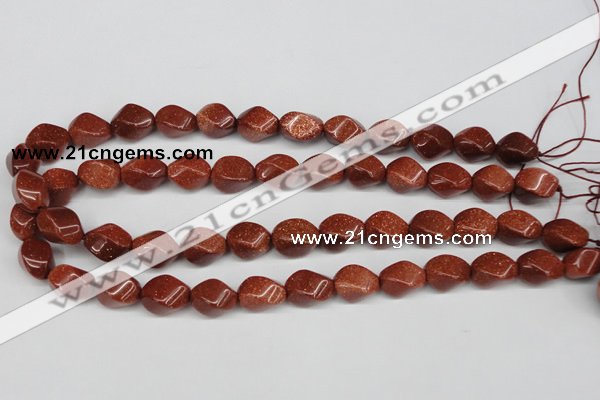 CTW161 15.5 inches 10*15mm twisted rice goldstone gemstone beads