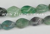 CTW162 15.5 inches 10*15mm twisted rice fluorite gemstone beads