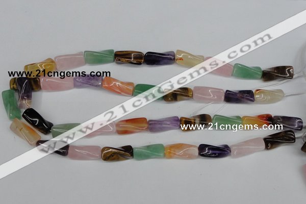 CTW163 15.5 inches 10*20mm twisted trihedron mixed gemstone beads