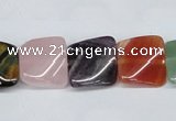 CTW164 15.5 inches 15*15mm twisted square mixed gemstone beads