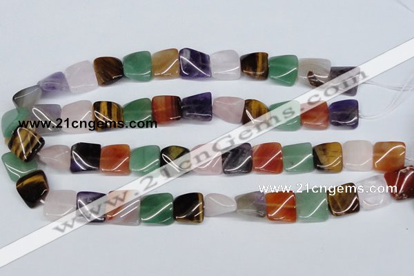 CTW164 15.5 inches 15*15mm twisted square mixed gemstone beads