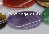 CTW168 15.5 inches 22*40mm twisted oval mixed gemstone beads