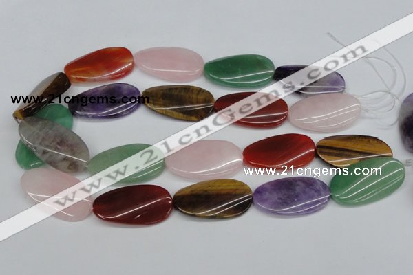 CTW168 15.5 inches 22*40mm twisted oval mixed gemstone beads