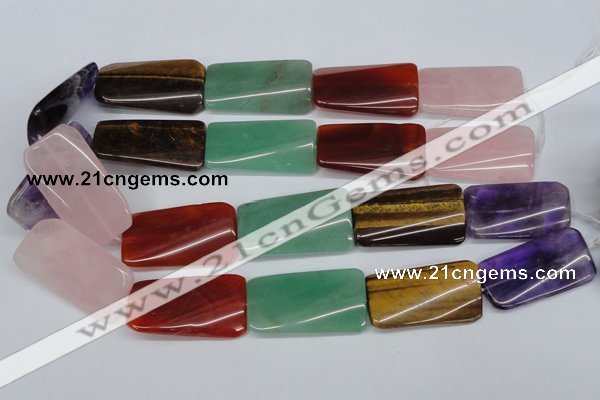 CTW169 15.5 inches 22*40mm twisted rectangle mixed gemstone beads