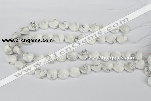 CTW19 15.5 inches 16mm twisted coin white howlite turquoise beads