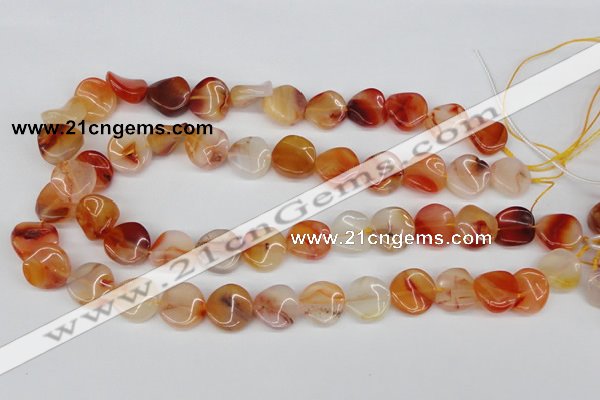 CTW21 15.5 inches 16mm twisted coin agate gemstone beads wholesale