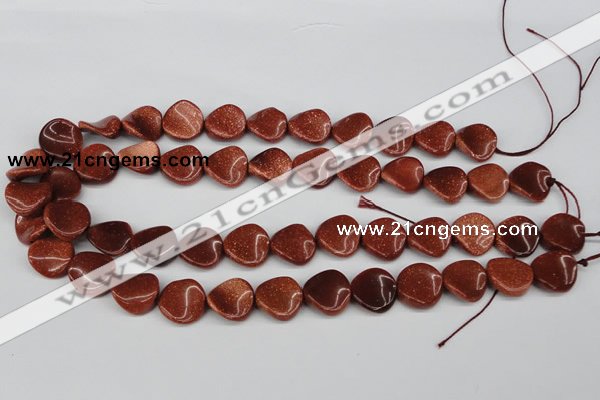 CTW22 15.5 inches 16mm twisted coin goldstone beads wholesale