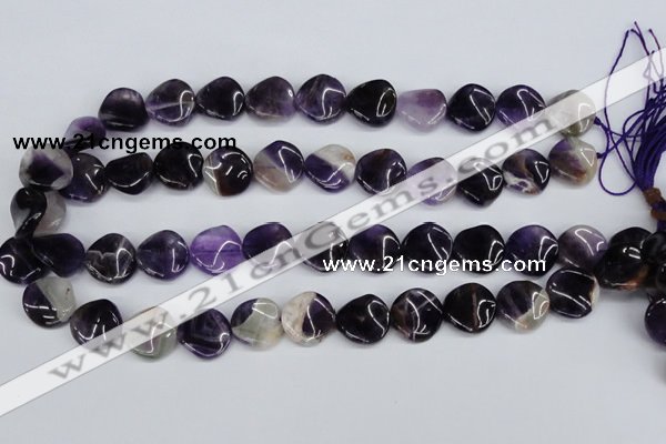 CTW23 15.5 inches 16mm twisted coin amethyst beads wholesale