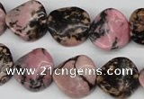 CTW24 15.5 inches 16mm twisted coin rhodonite beads wholesale