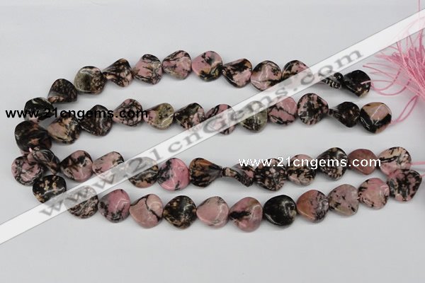 CTW24 15.5 inches 16mm twisted coin rhodonite beads wholesale